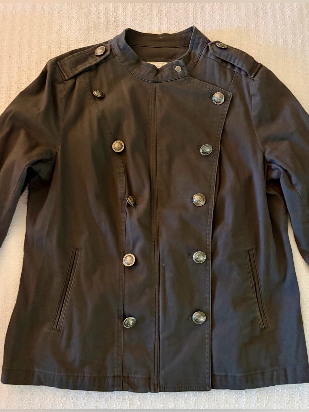 Sonoma Lightweight Gray Utility Jacket with Button Front - L
